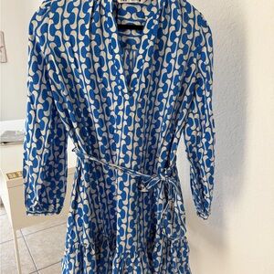 Zara Blue and White Geometric Dress